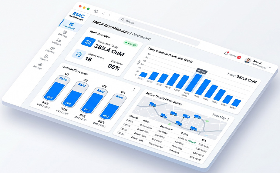 RMC Batching Plant ERP Dashboard